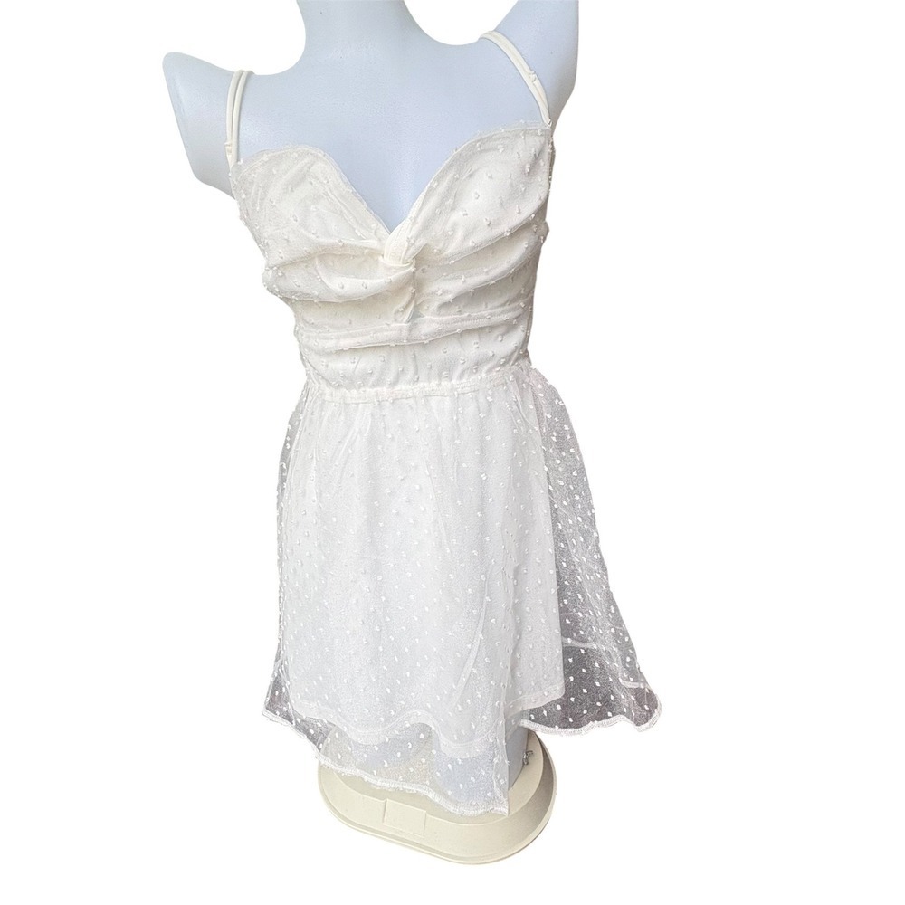 Lucy in the Sky White/Cream Swiss Dot Sweetheart Neckline Dress Size XL Romantic - Picture 2 of 8